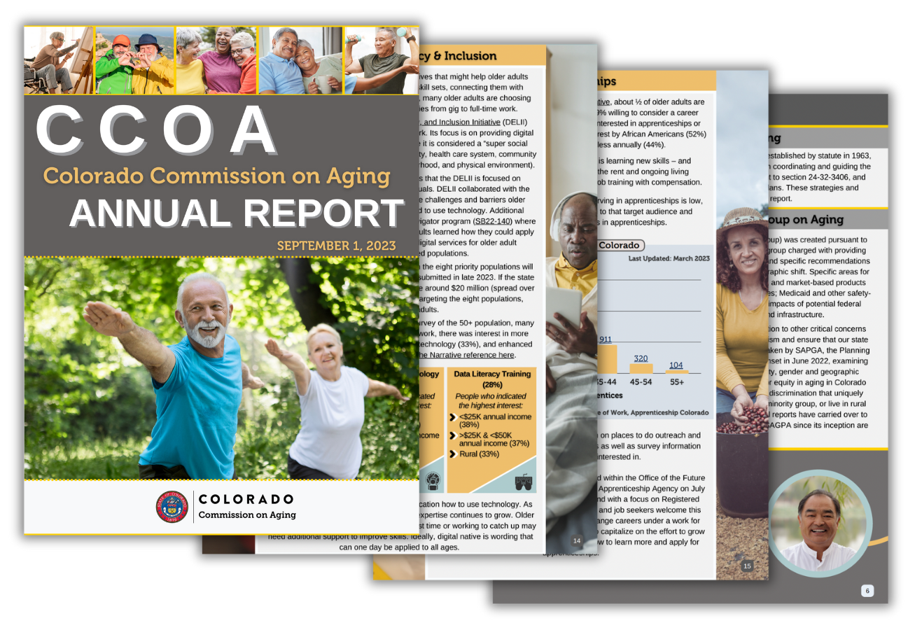 Screenshots of pages from the CCOA annual report