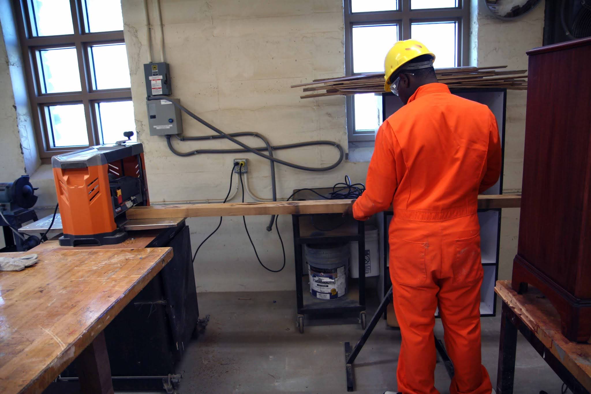 Youth woodworking at Lookout Mountain Youth Services Center