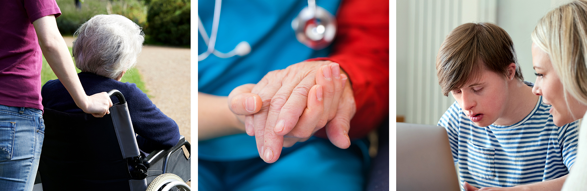 Series of three healthcare images