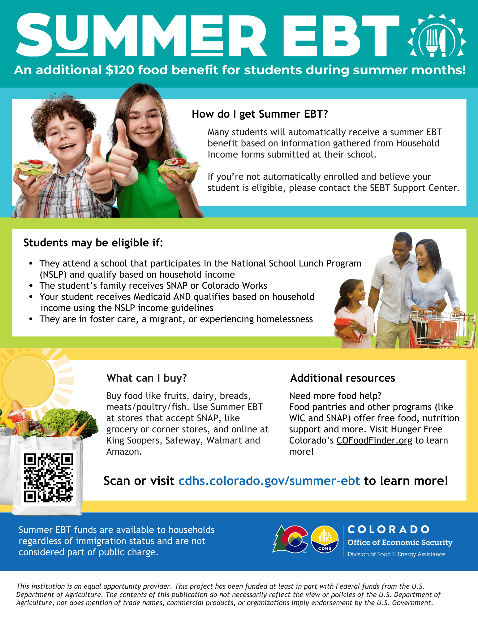 Informative flyer about the Summer EBT food benefits program