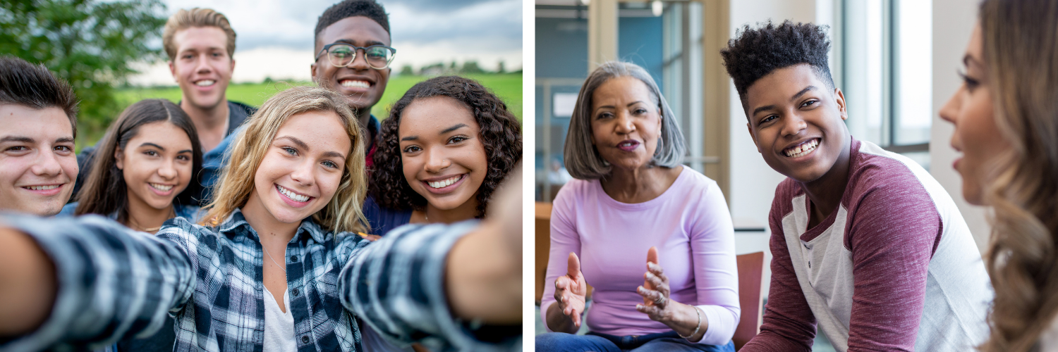 Two photos of smiling youth