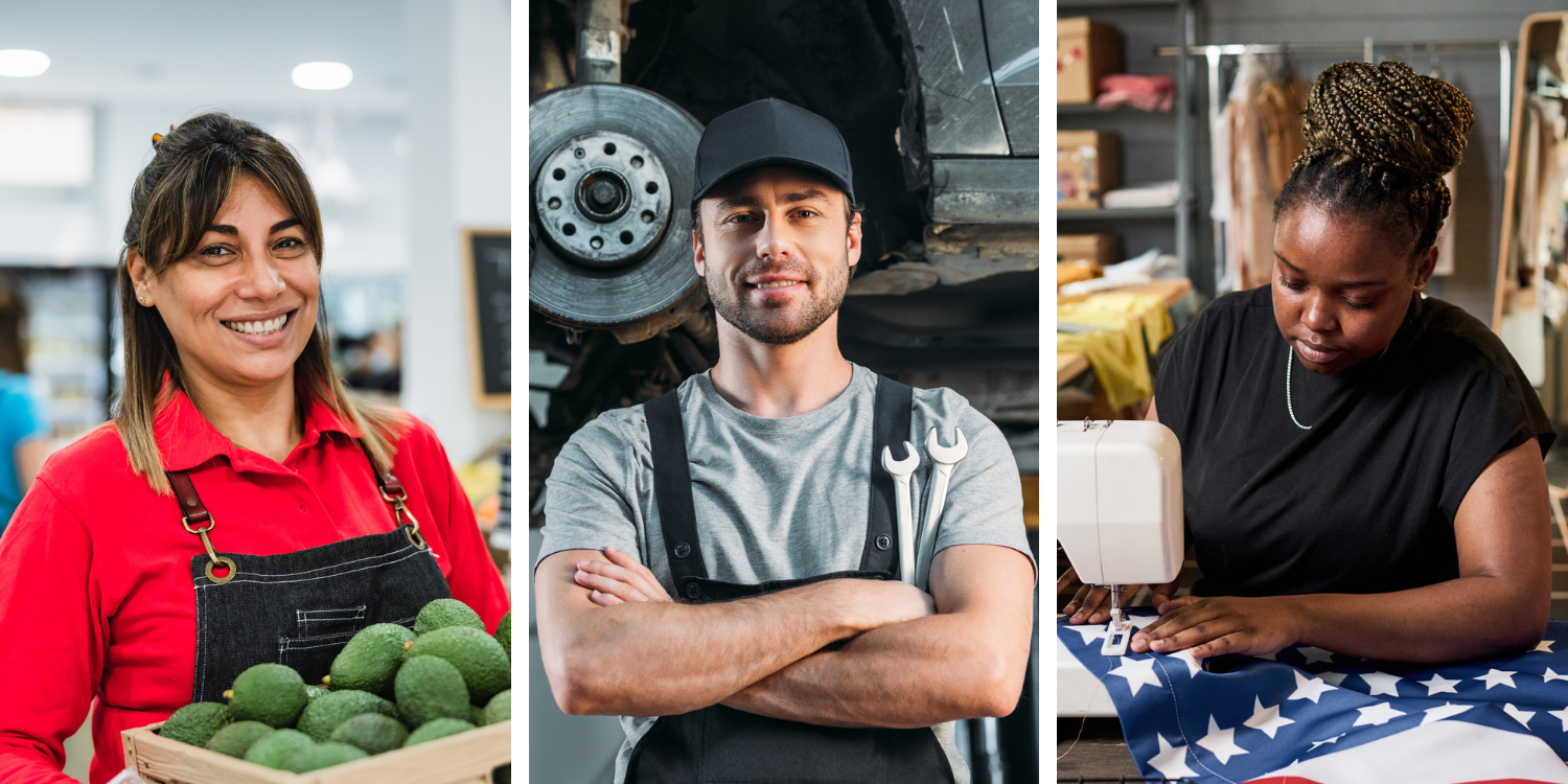 The photos of people working