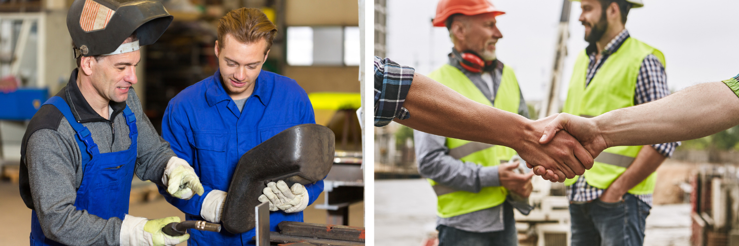 Two photos of construction training